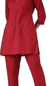 219 Cotton Maroon Kurta Set M