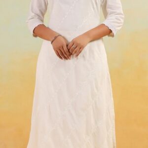 222 Light Cotton Embroidered Straight Kurta Set L
