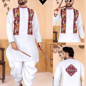 384 SILK EMBROIDERY WORK KURTA DHOTI SET L