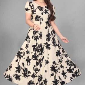 391 CREPE FLOWER DIGITAL PRINT DRESS L