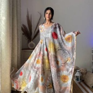 394 ORGANZA DIGITAL PRINT GOWN WITH DUPATTA M