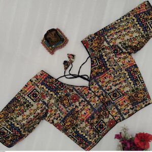 399 RAYON COTTON DIGITAL PRINT SWAROVSKI WORK BLOUSE R