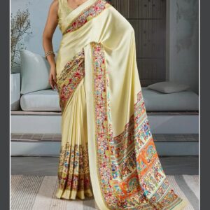 411 AJRAKH PRINT SATIN SAREE U