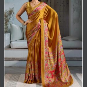 416 AJRAKH PRINT SATIN SAREE U