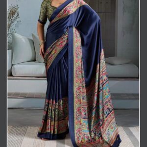 417 AJRAKH PRINT SATIN SAREE U