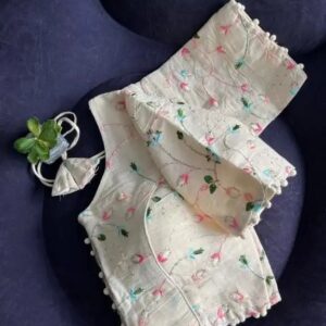 429 PURE KHADI EMBROIDERY BLOUSE SLEEVELESS R