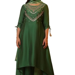 470 Green Zari Embroidered Festive Churidar L