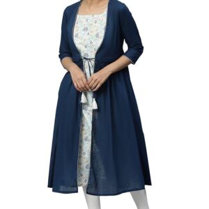 471 Blue Flared Gilet With Noodle Strap L