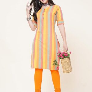472 Cotton Kurti Multicolor Striped Elbow  XL