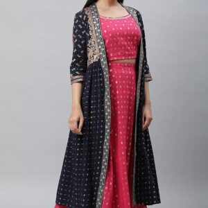 474 Fuschia 30'S Top, Skirt, Gillet M