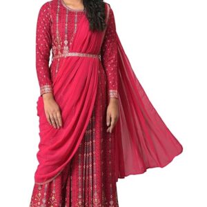 479 Dark Pink Ethnic Motif Stylised Dress XL